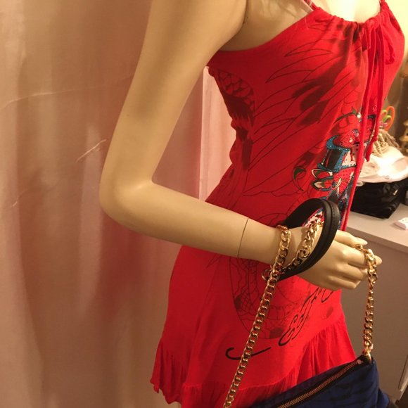 RARE FIND! gorgeous vintage brand new, Ed HARDY dress with graphics and crystals - Picture 14 of 15